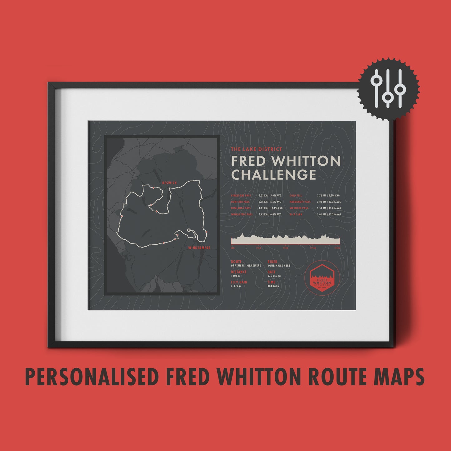 Fred Whitton Challenge - Personalised Lake District Cycling Route Map