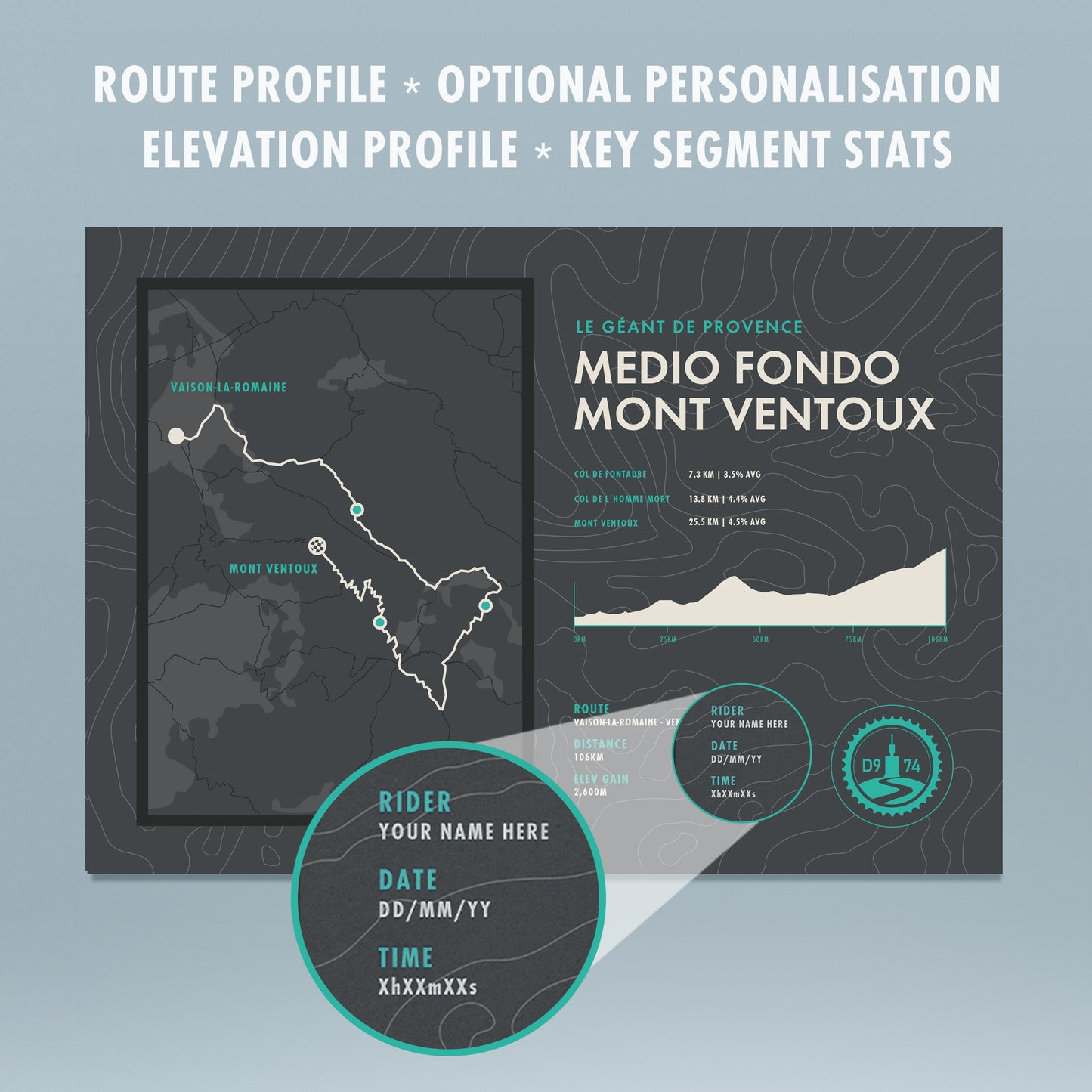 GF Mont Ventoux - Gran Fondo Personalised Cycling Sportive Art Print