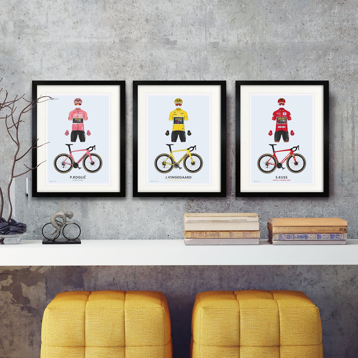 Cycling Grand Tour Winners 2023 - Ltd Edition Set of 3 - GC Winners Jersey & Bikes