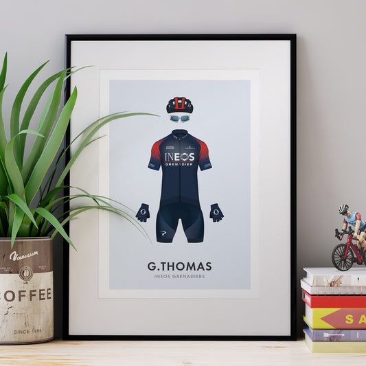 Geraint Thomas Cycling Art Print -Jersey & Bicycle Illustration