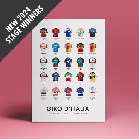 Giro d’Italia Art Print - Cycling Poster ‘Hunt for the Pink Jersey’