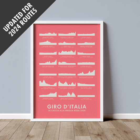 Giro d’Italia 2024 Poster - Stage Route Elevation Profiles Art Print