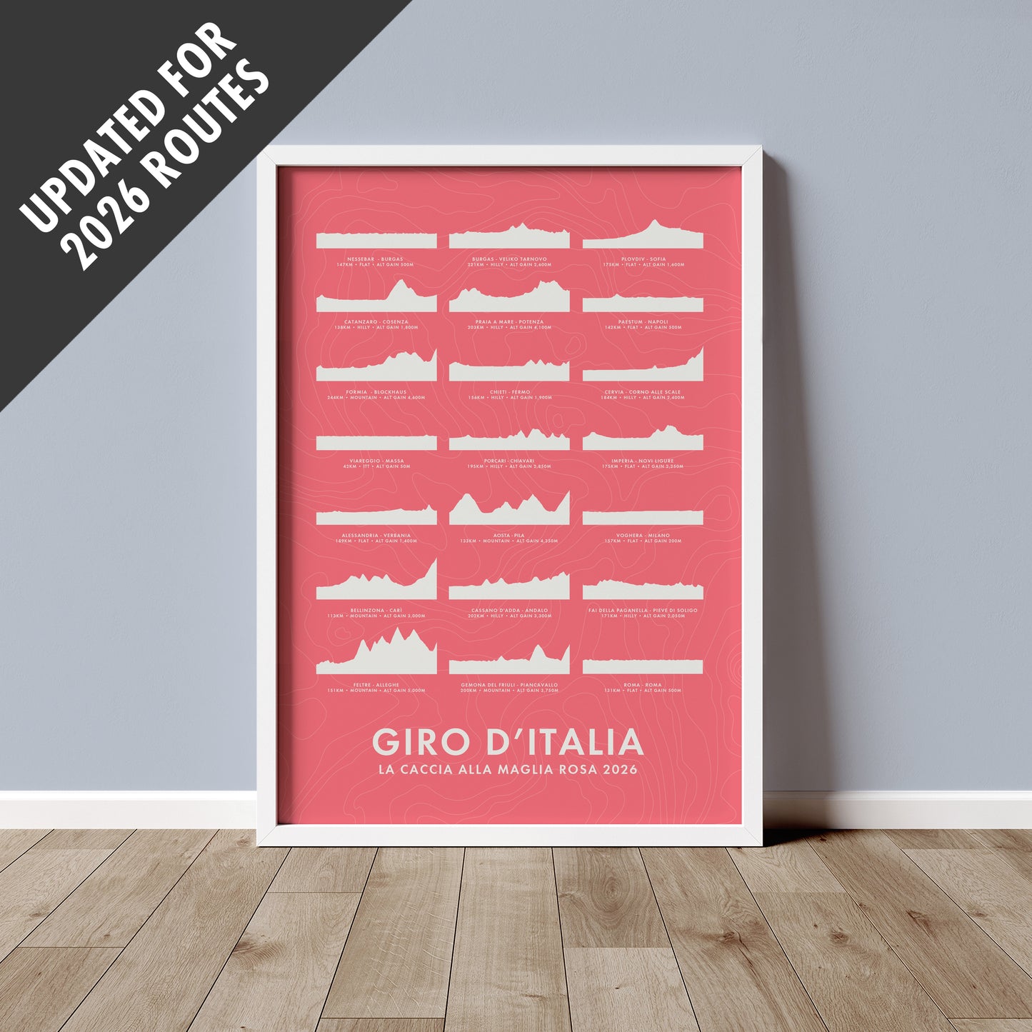 Giro d’Italia Poster - Stage Route Elevation Profiles Art Print