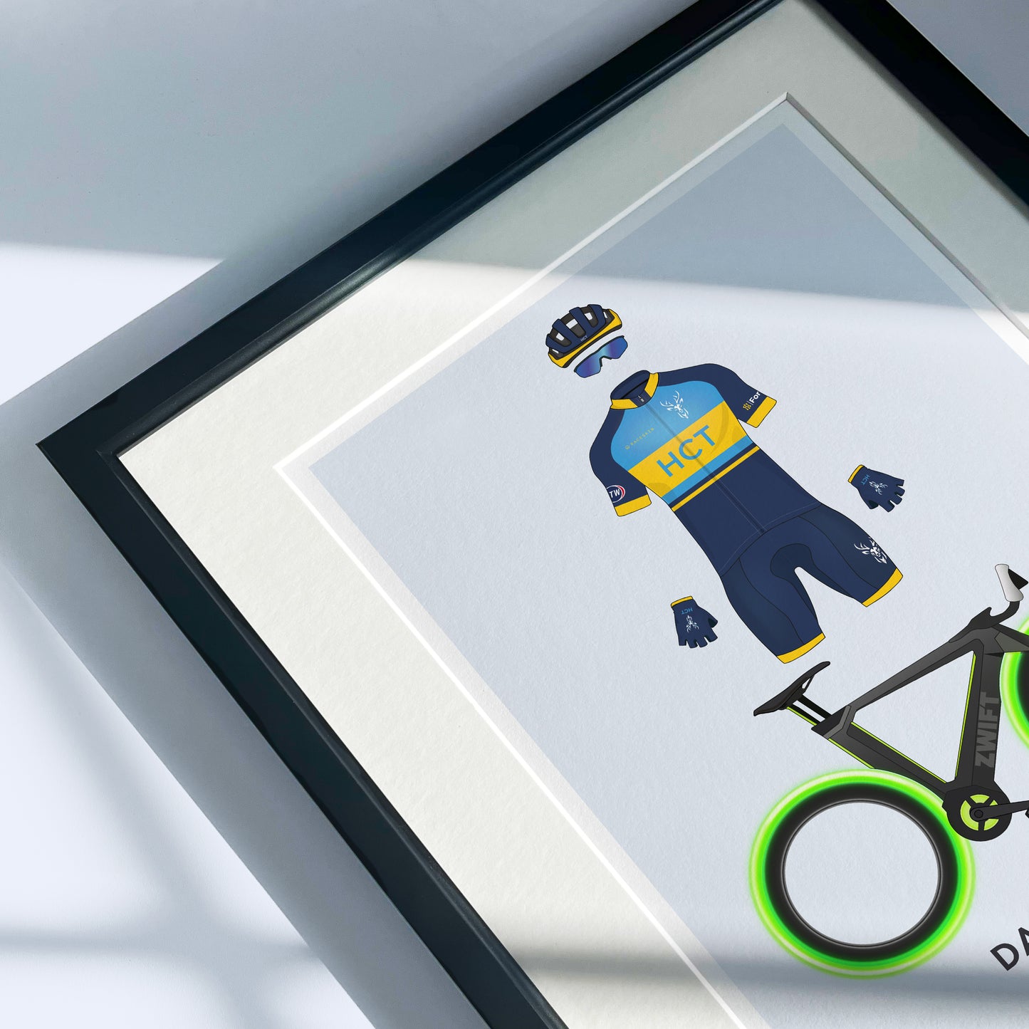 HCT Zwift Rider & Tron Bike - Personalised Cycling Art Print