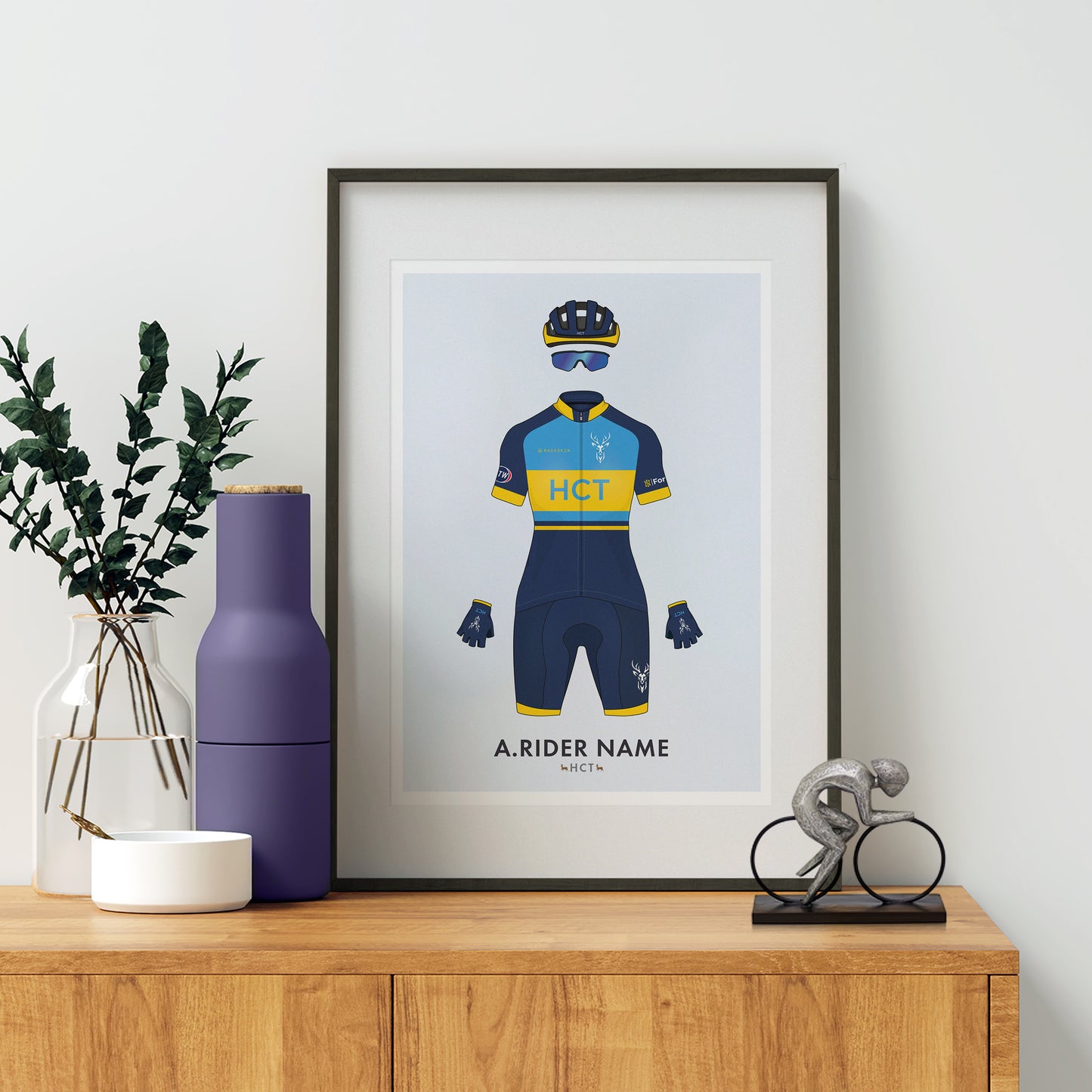 HCT Zwift Rider & Tron Bike - Personalised Cycling Art Print