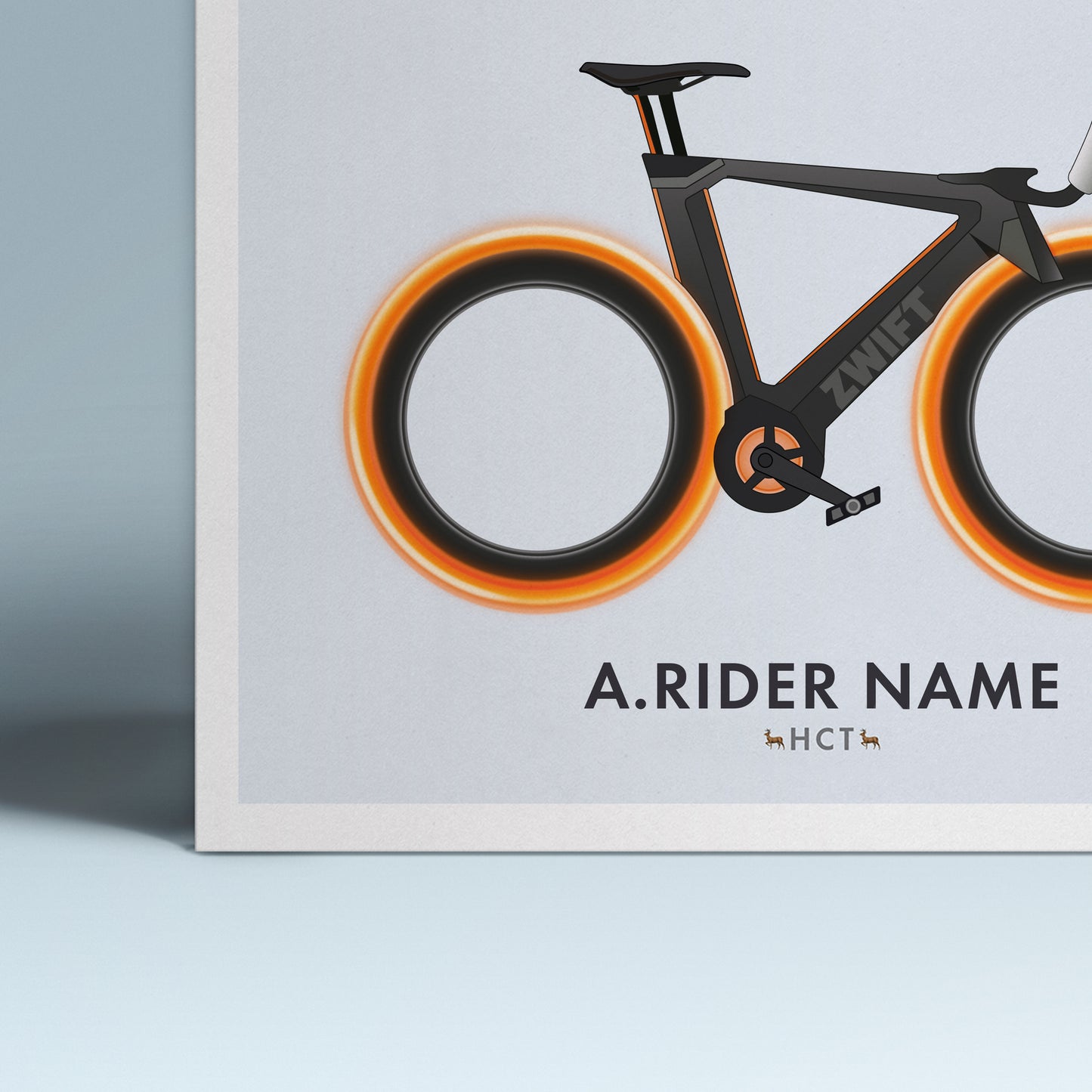 HCT Zwift Rider & Tron Bike - Personalised Cycling Art Print