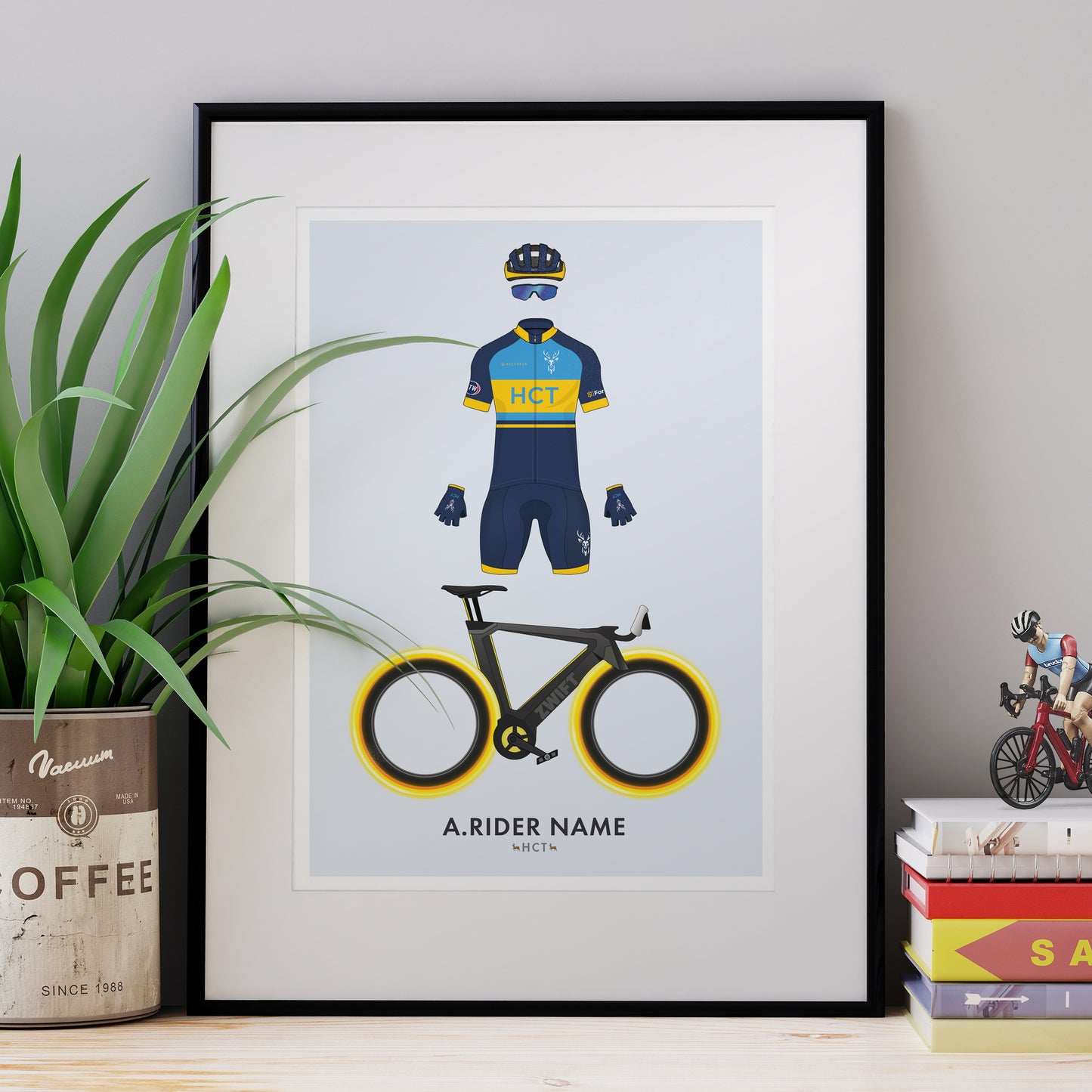 HCT Zwift Rider & Tron Bike - Personalised Cycling Art Print