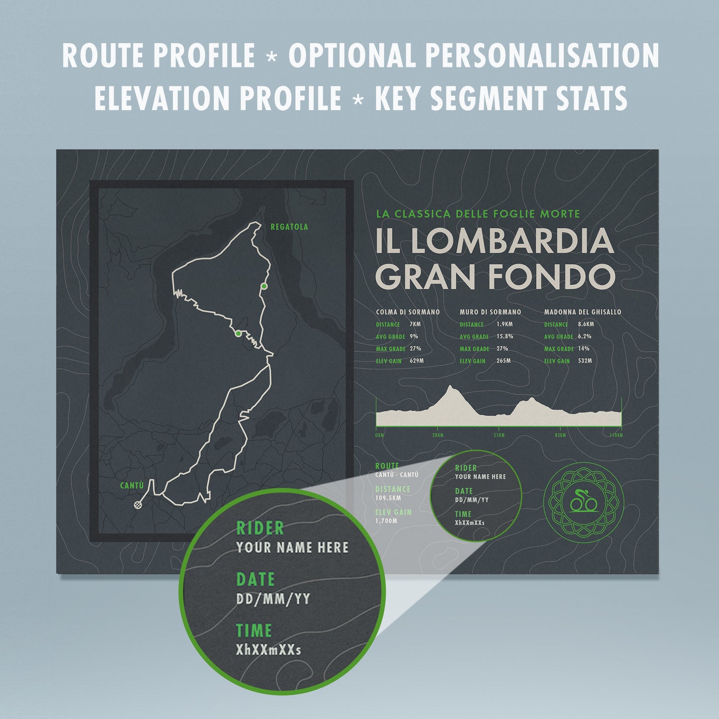 Il Lombardia Gran Fondo - Personalised Cycling Sportive Route Map