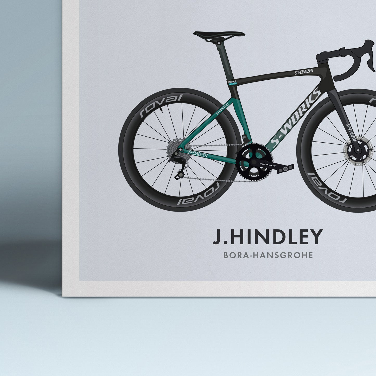 Jai Hindley Cycling Art Print -Jersey & Bicycle Illustration