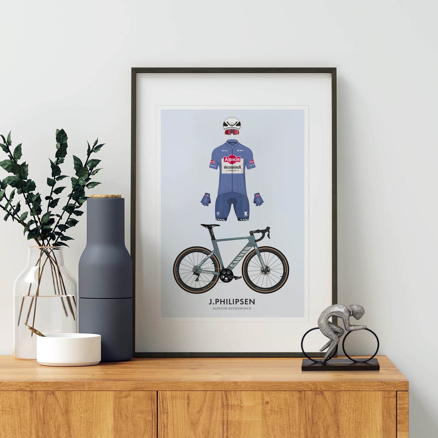 Jasper Philipsen Cycling Art Print -Jersey & Bicycle Illustration