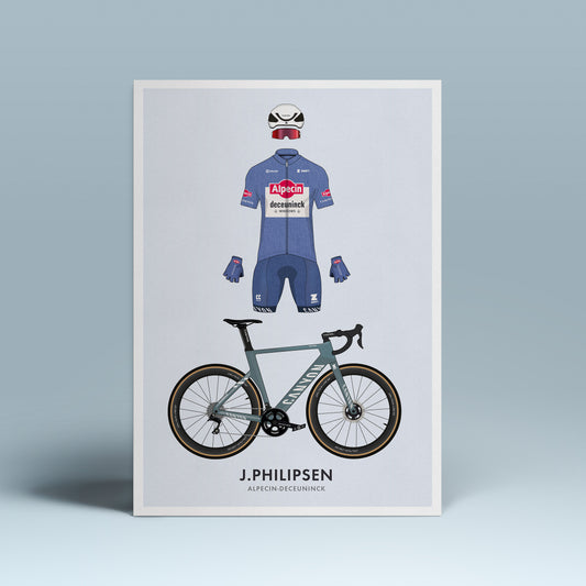 Jasper Philipsen Cycling Art Print -Jersey & Bicycle Illustration