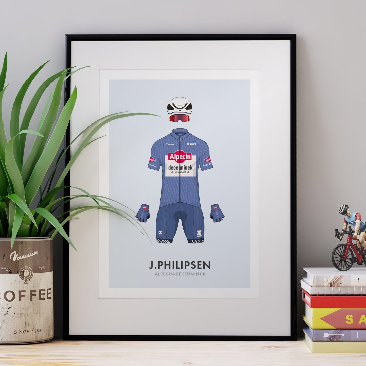 Jasper Philipsen Cycling Art Print -Jersey & Bicycle Illustration