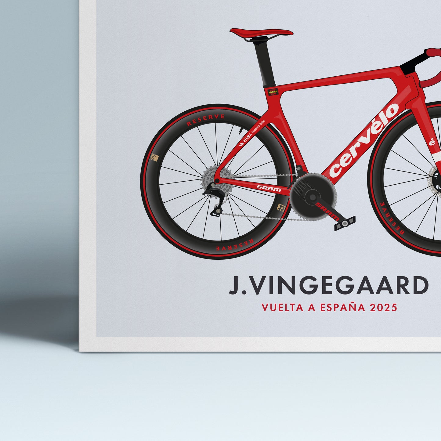 Jonas Vingegaarde - La Vuelta Edition - Cycling Art Print - Jersey & Bicycle Illustration