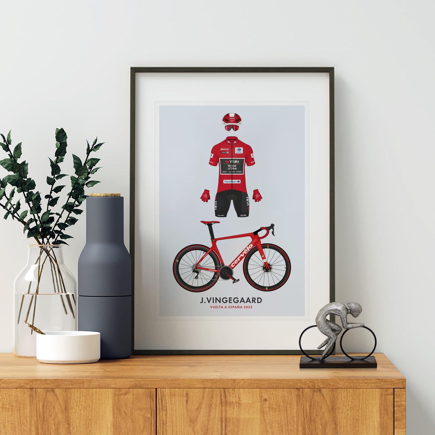 Jonas Vingegaarde - La Vuelta Edition - Cycling Art Print - Jersey & Bicycle Illustration