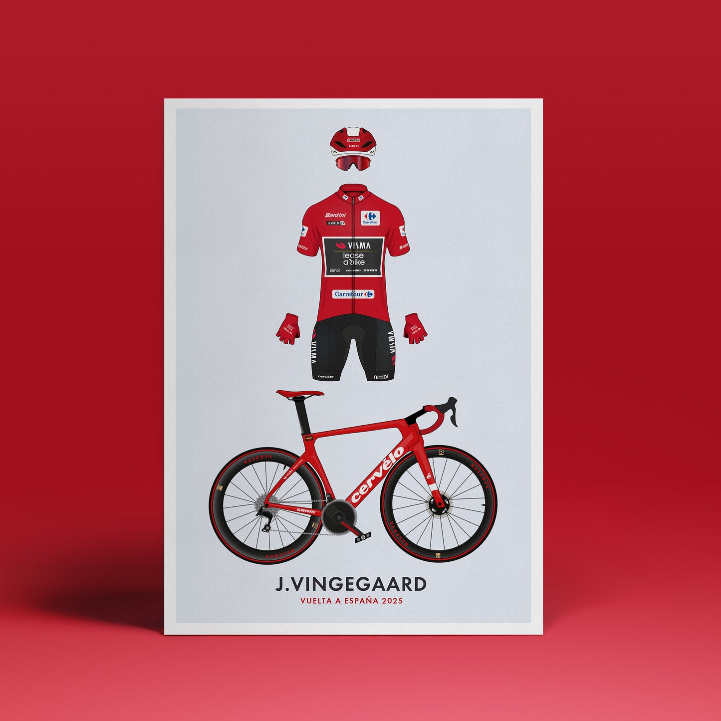 Jonas Vingegaarde - La Vuelta Edition - Cycling Art Print - Jersey & Bicycle Illustration