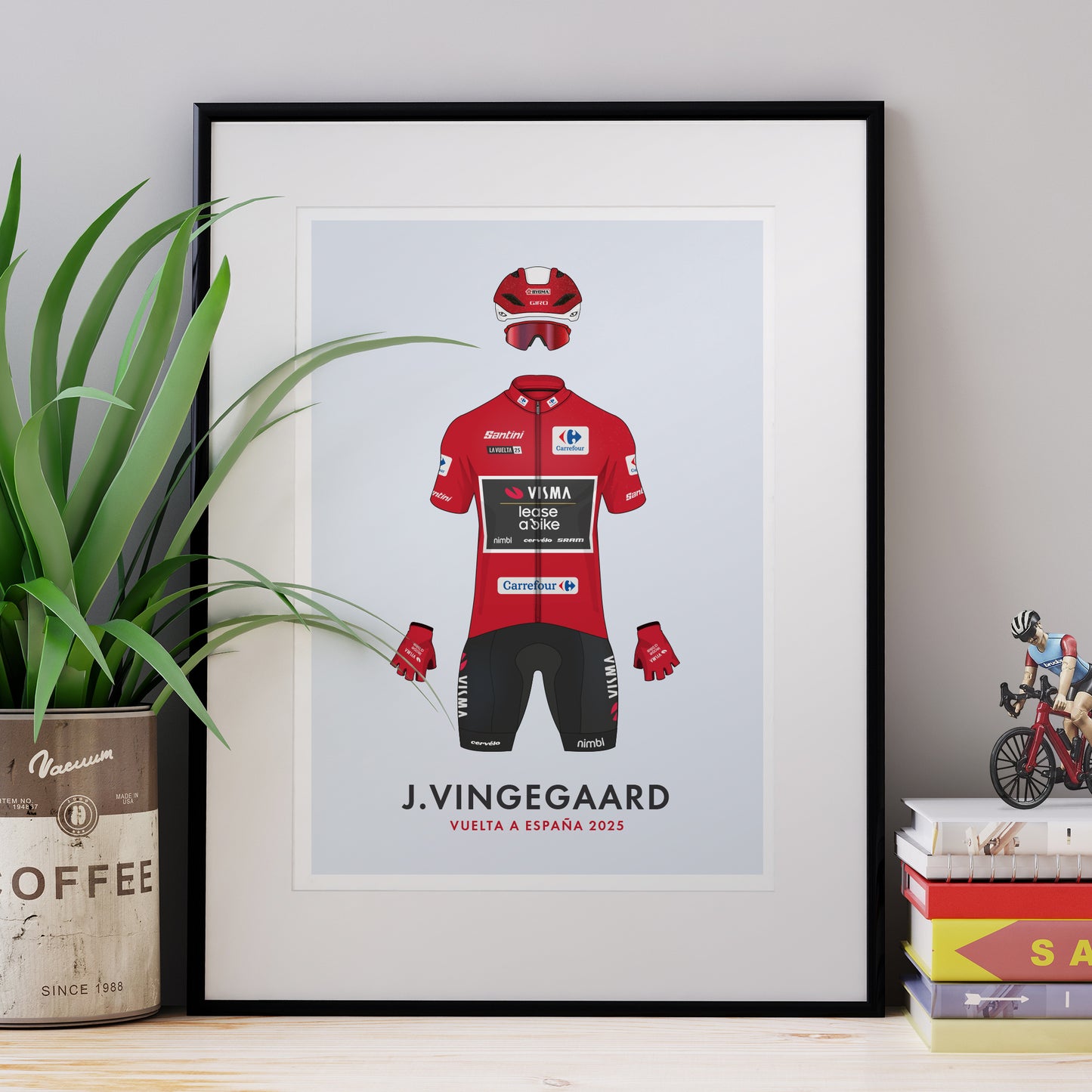 Jonas Vingegaarde - La Vuelta Edition - Cycling Art Print - Jersey & Bicycle Illustration