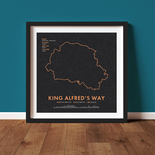 King Alfred's Way - Personalised Cycling Route Map Art Print