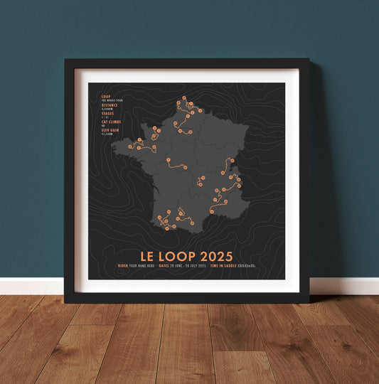 Le Loop 2025  - Tour de France Cycling Route Map Poster - Personalisation Options