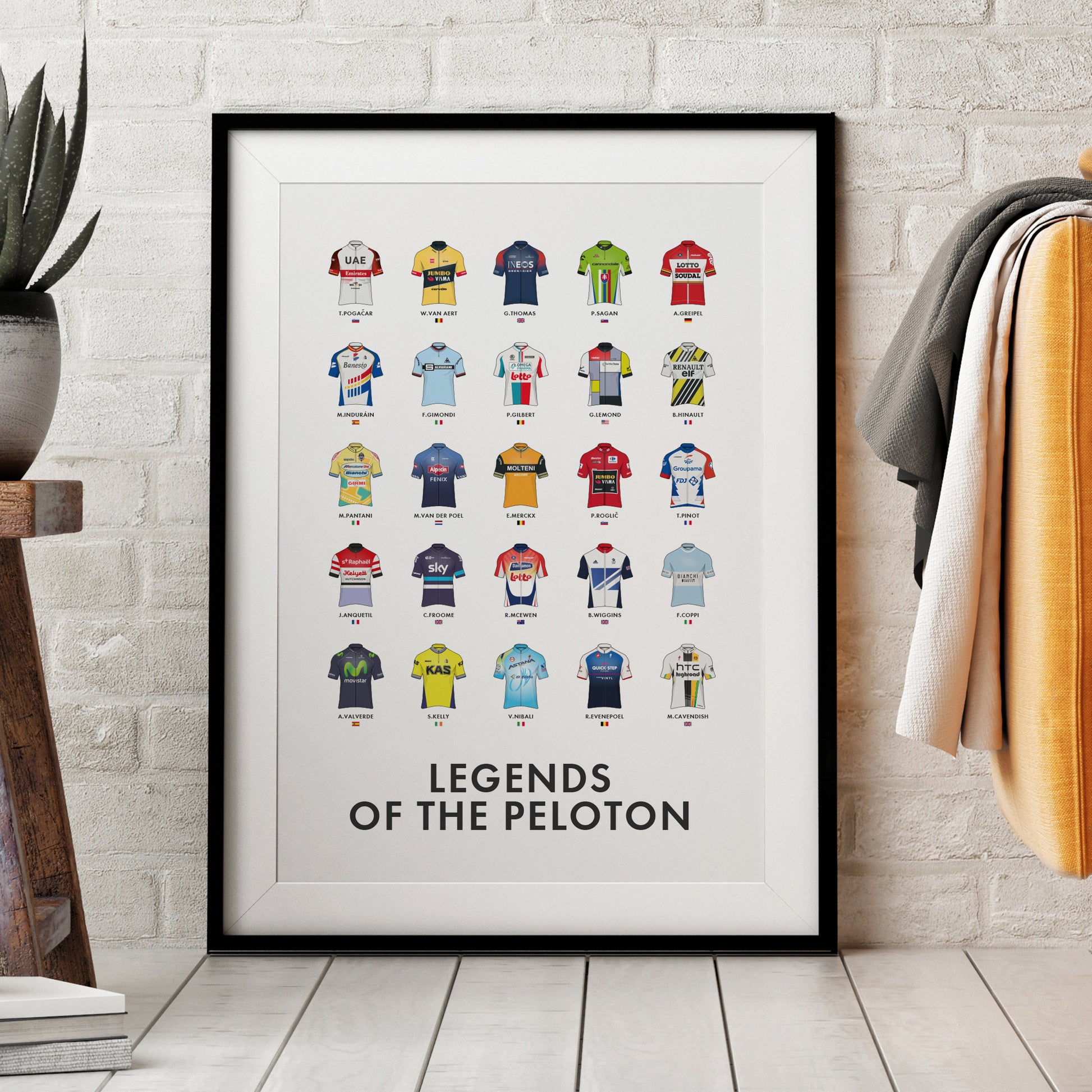 Legends of the Peloton Professional Cycling Heroes Jersey Art Print