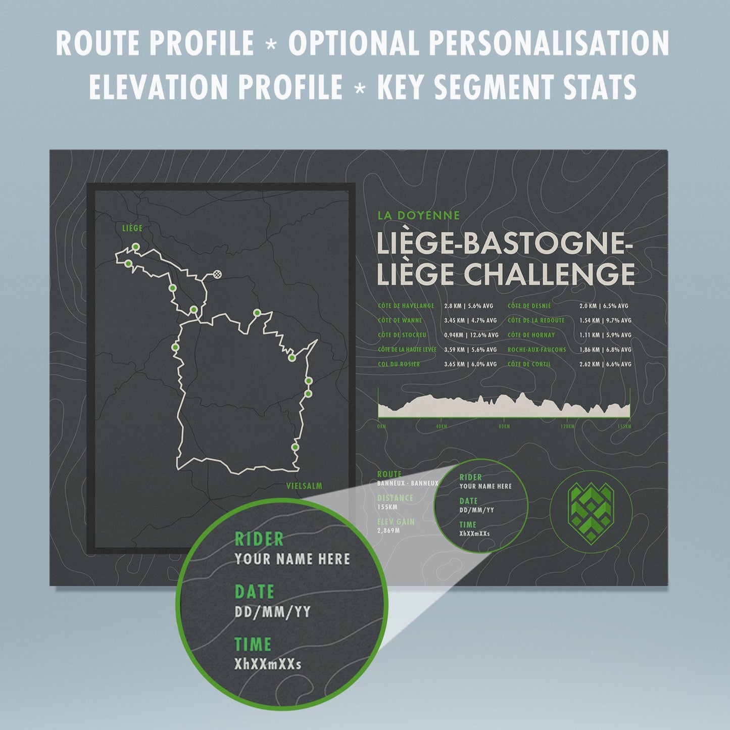 Liège-Bastogne-Liège Challenge - La Doyenne Personalised Route Map