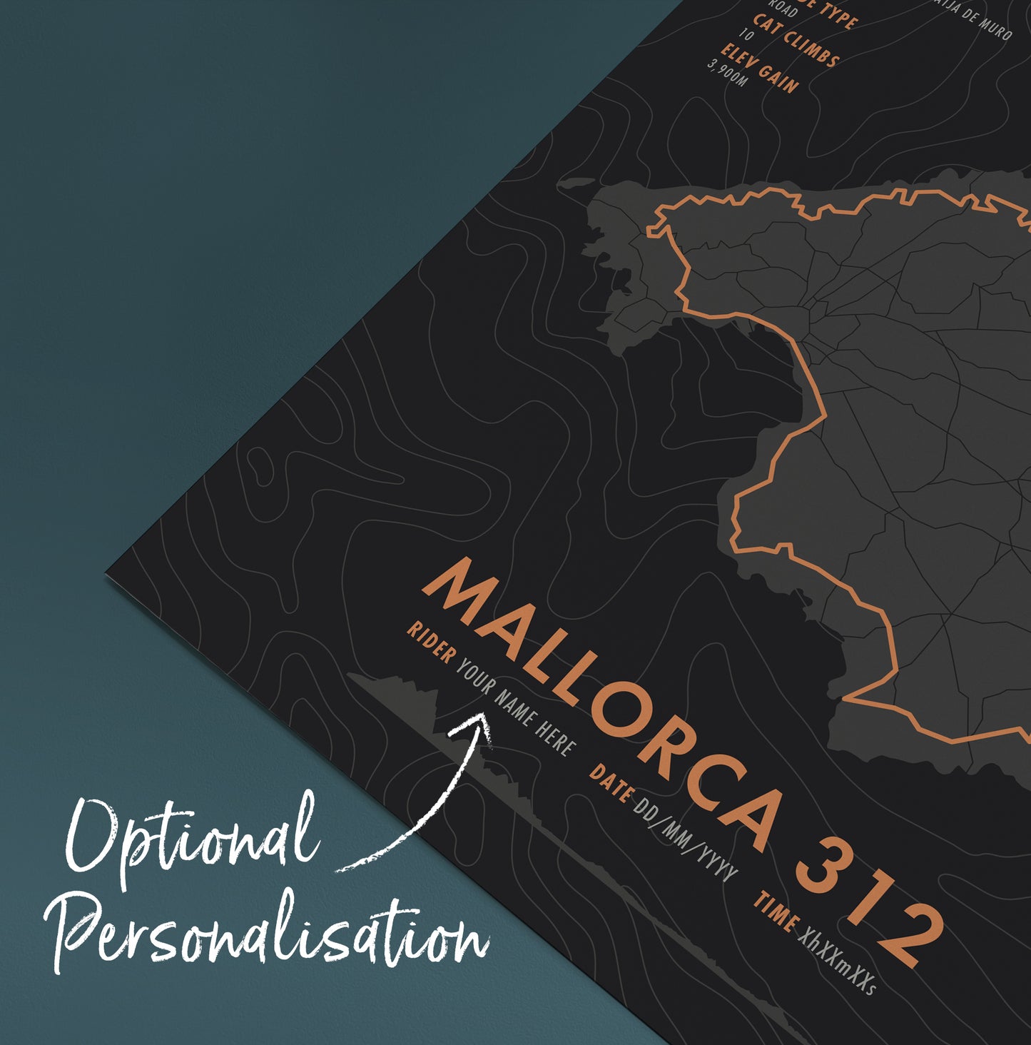 Mallorca 312  - Cycling Route Map Poster - Personalisation Options