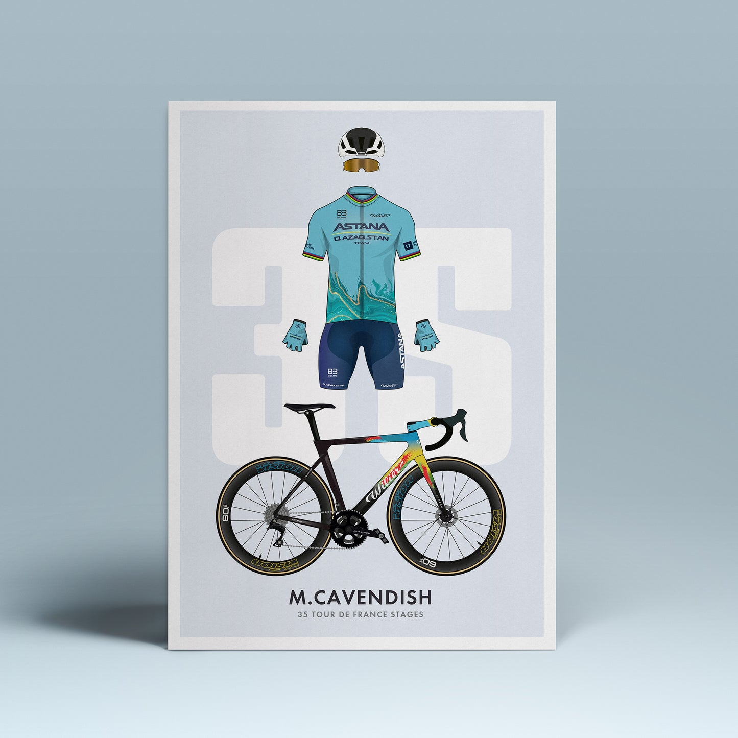 Mark Cavendish - 35 Tour de France Stages - Commemorative Cycling Art Print