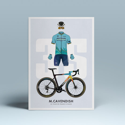 Mark Cavendish - 35 Tour de France Stages - Commemorative Cycling Art Print