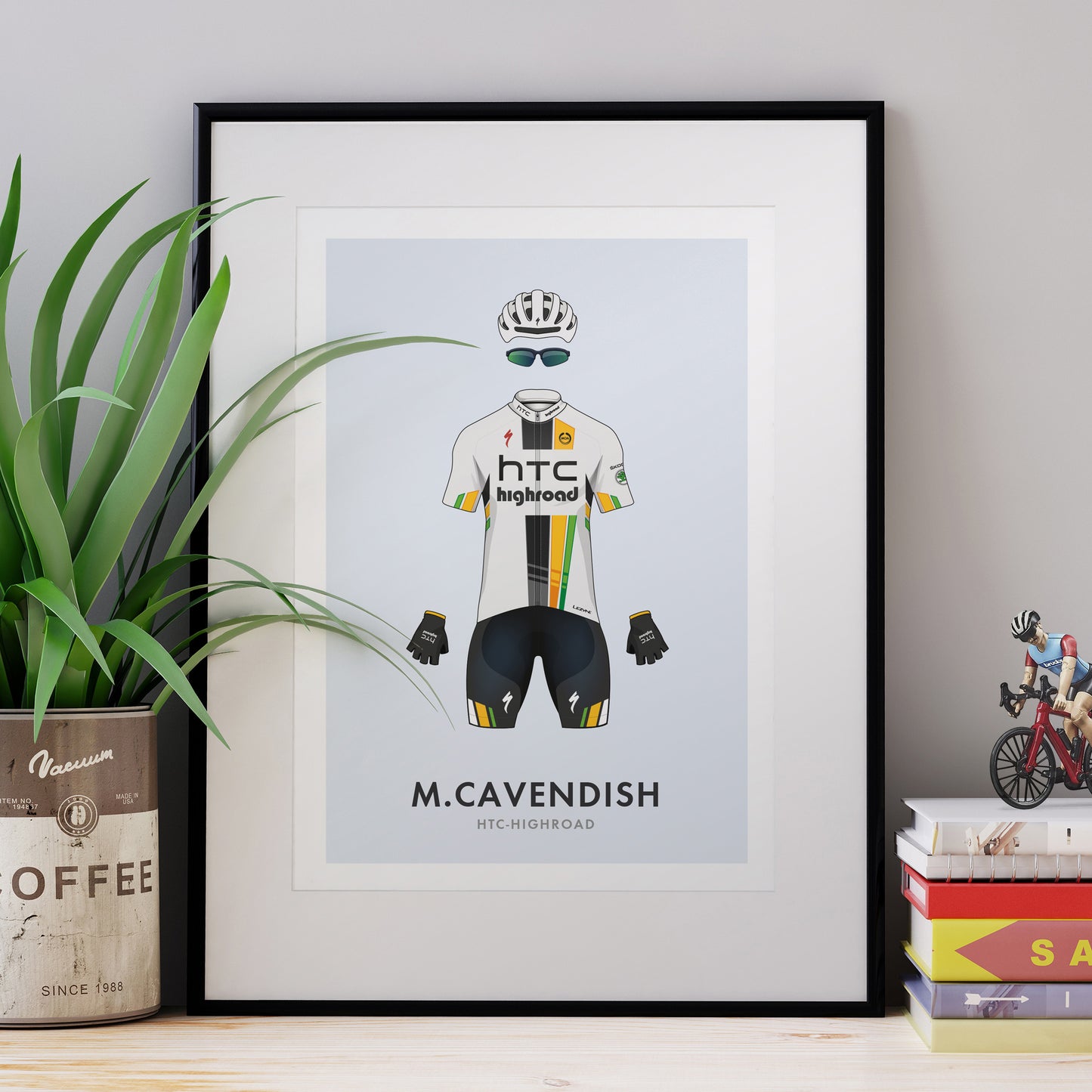 Mark Cavendish Cycling Art Print -Jersey & Bicycle Illustration