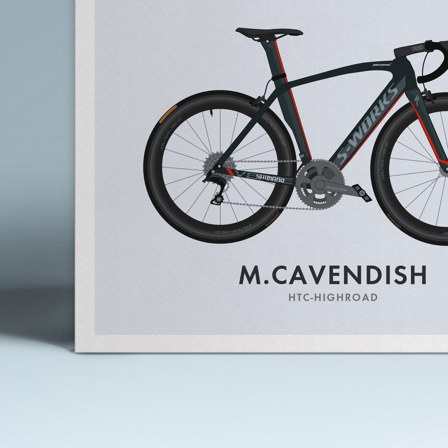 Mark Cavendish Cycling Art Print -Jersey & Bicycle Illustration