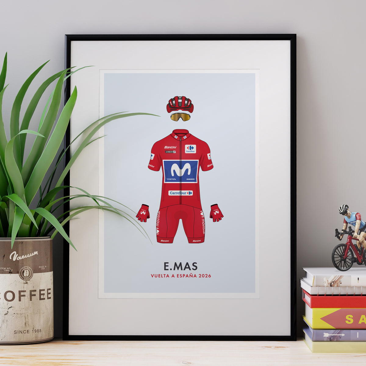 Enric Mas - La Vuelta Edition - Cycling Art Print - Jersey & Bicycle Illustration