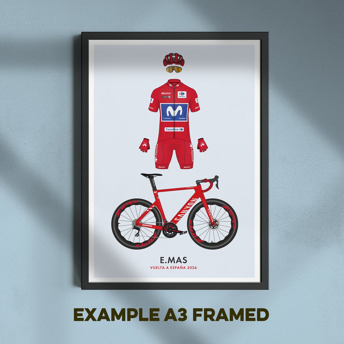 Enric Mas - La Vuelta Edition - Cycling Art Print - Jersey & Bicycle Illustration