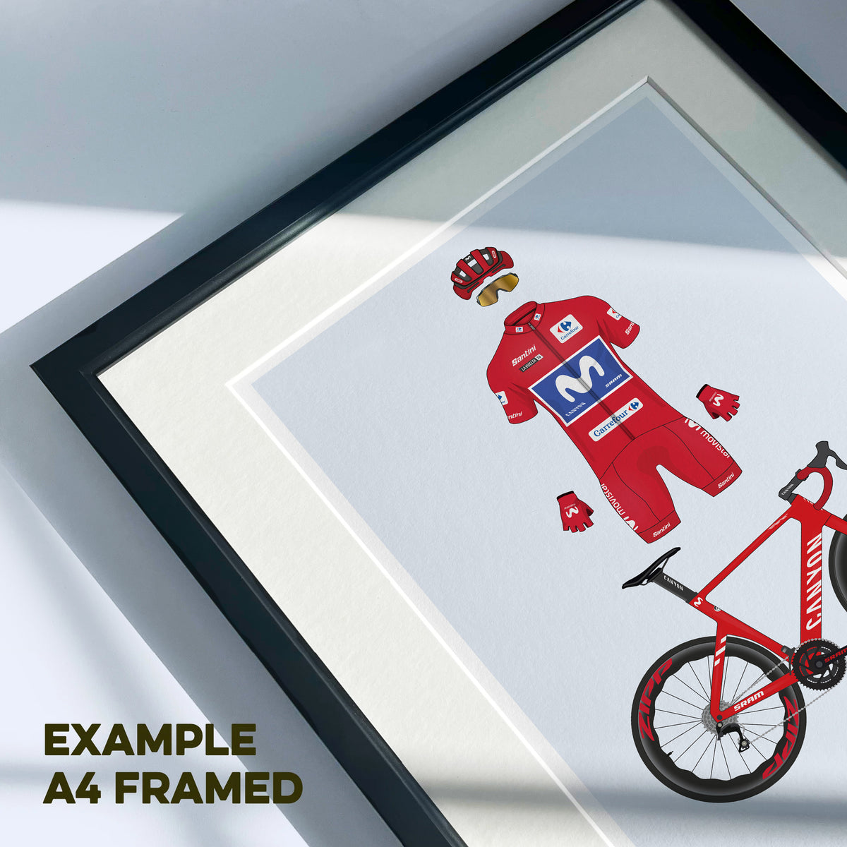 Enric Mas - La Vuelta Edition - Cycling Art Print - Jersey & Bicycle Illustration