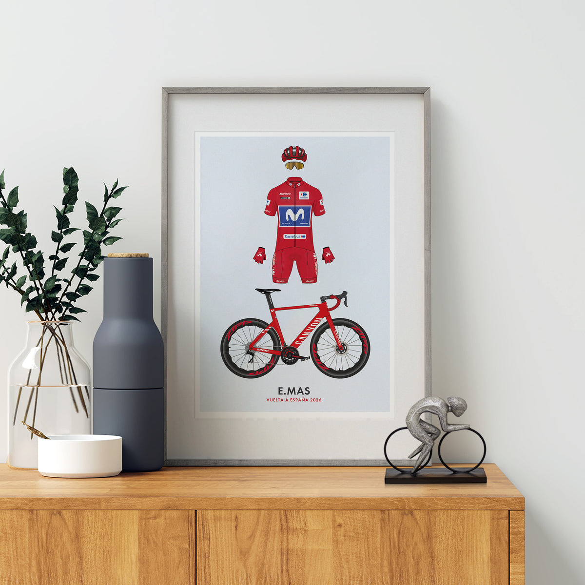 Enric Mas - La Vuelta Edition - Cycling Art Print - Jersey & Bicycle Illustration