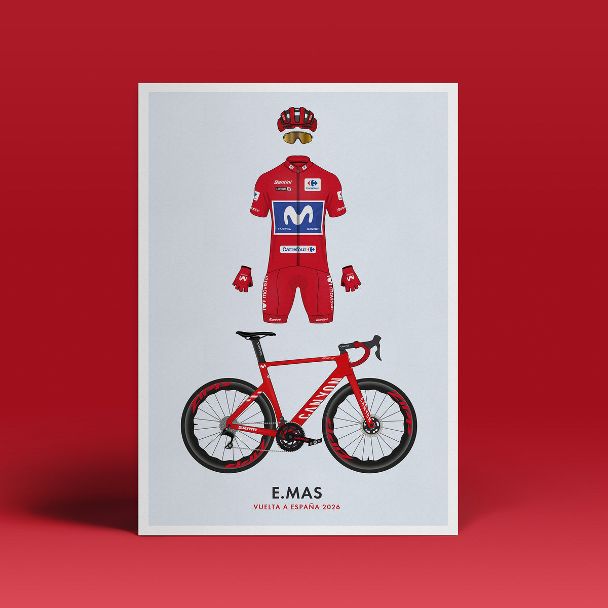 Enric Mas - La Vuelta Edition - Cycling Art Print - Jersey & Bicycle Illustration