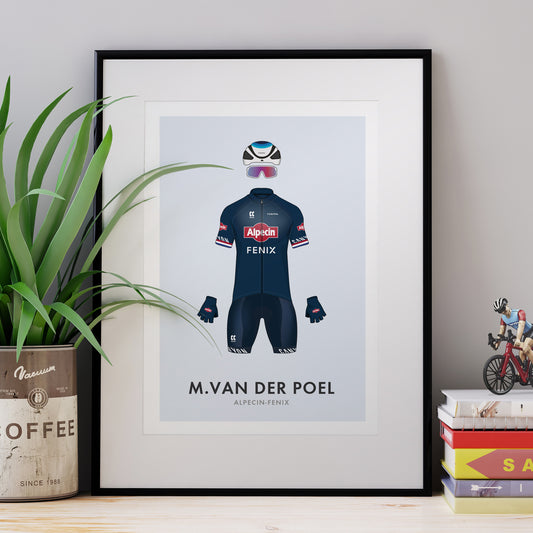 Mathieu van der Poel Cycling Art Print -Jersey & Bicycle Illustration