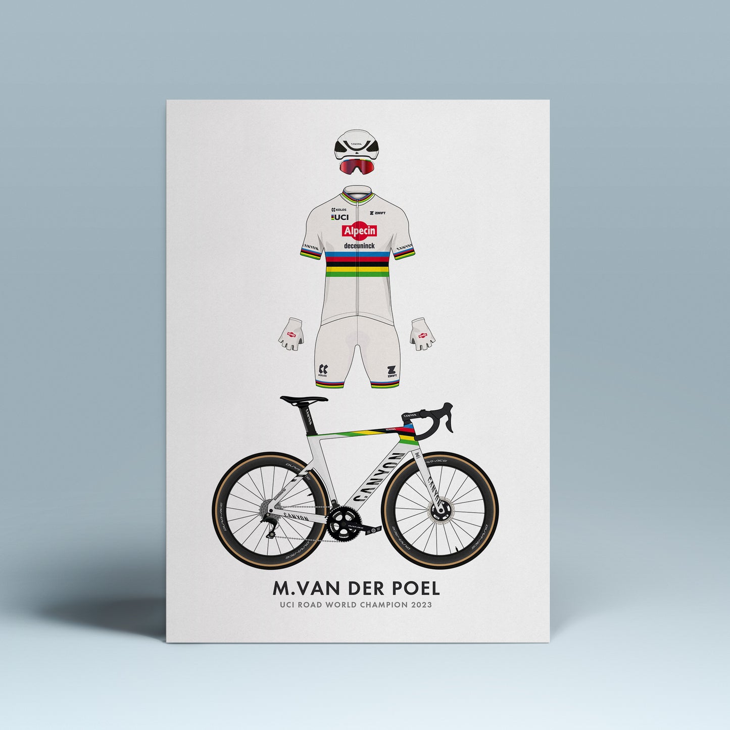 Mathieu van der Poel  Cycling Art Print - World Champion Edition