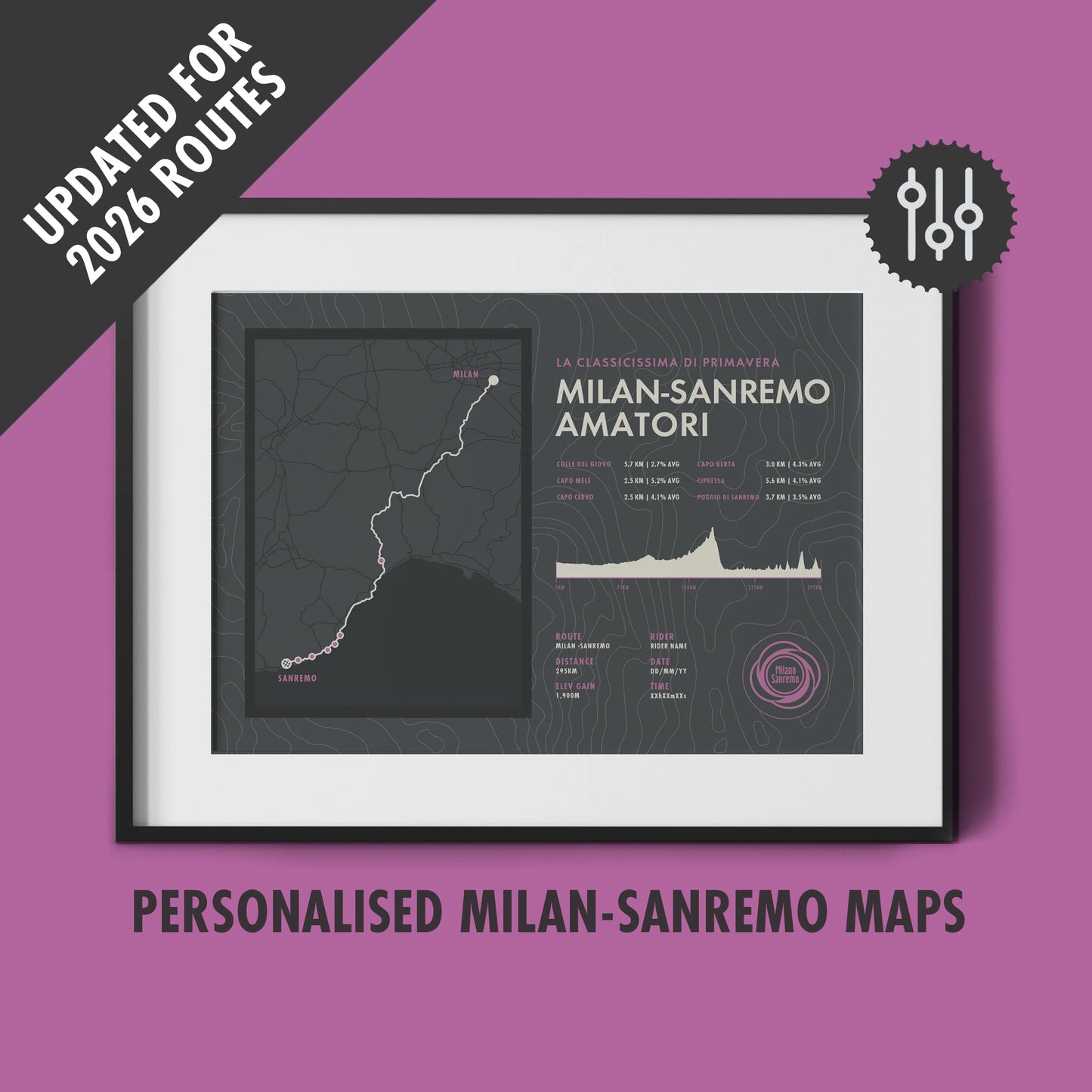 Milan-Sanremo Amaturi - Personalised Cycling Sportive Route Map