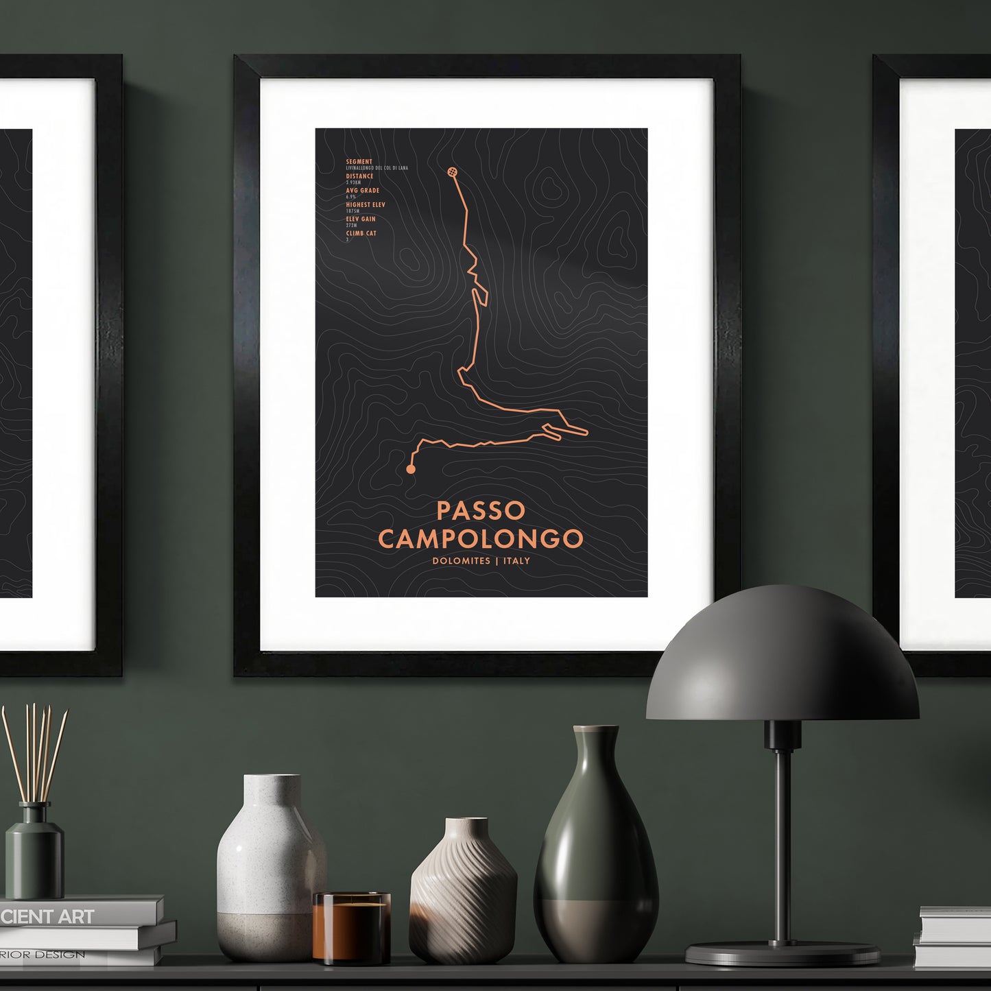 Passo Campolongo Cycling Art Print - Route Map with Personalisation