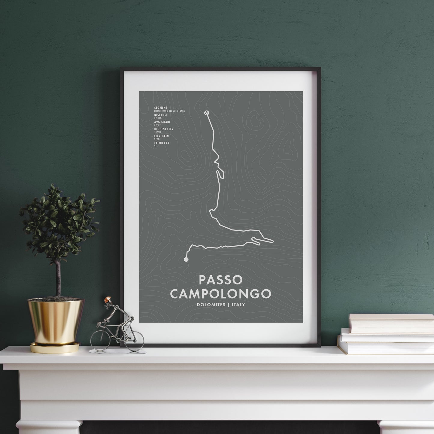 Passo Campolongo Cycling Art Print - Route Map with Personalisation