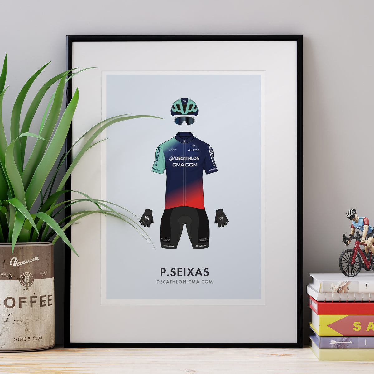 Paul Seixas Cycling Art Print -Jersey & Bicycle Illustration