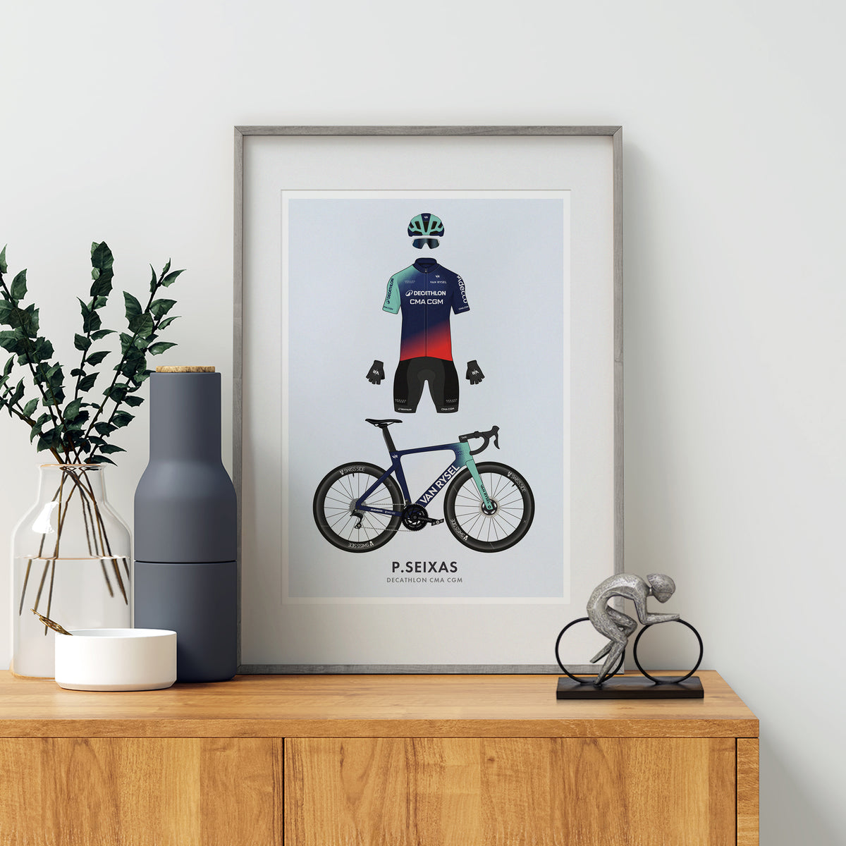 Paul Seixas Cycling Art Print -Jersey & Bicycle Illustration