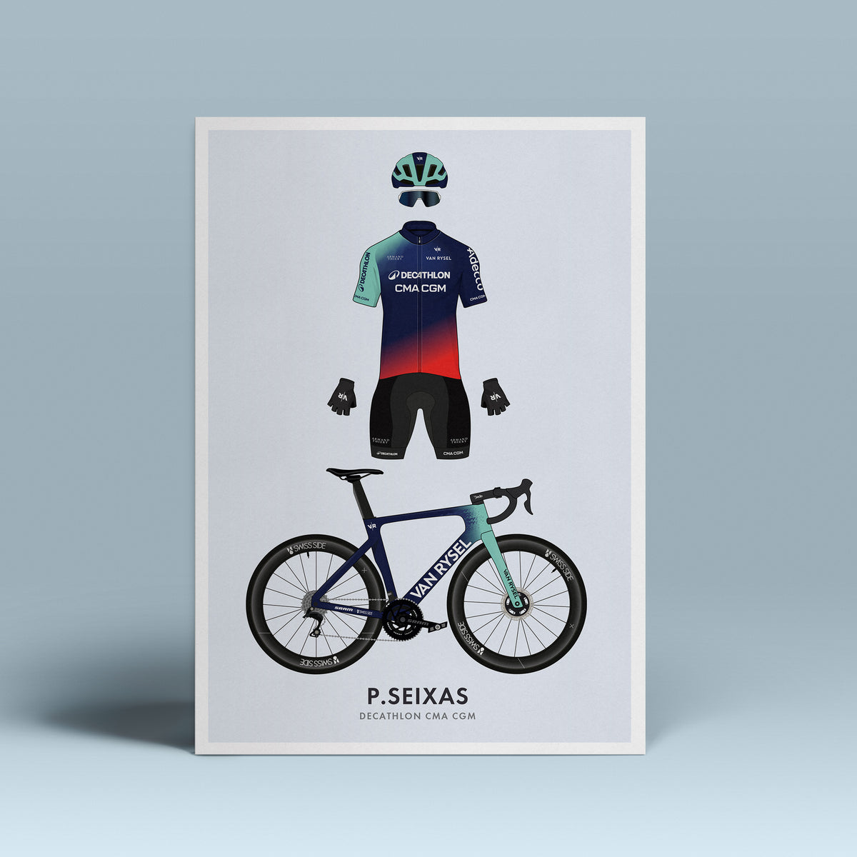 Paul Seixas Cycling Art Print -Jersey & Bicycle Illustration