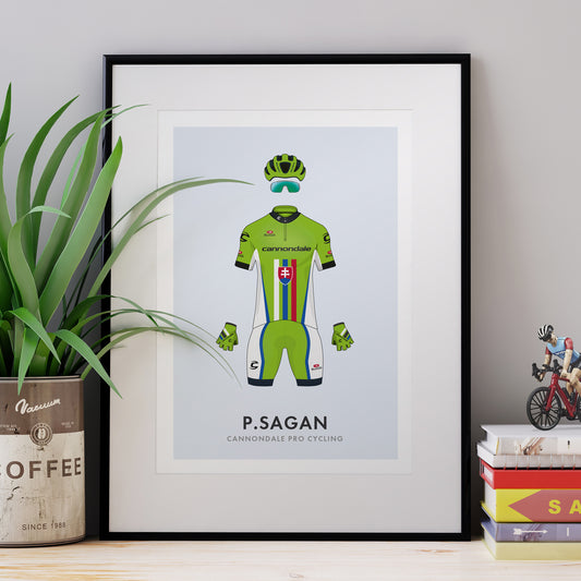 Peter Sagan Cycling Art Print -Jersey & Bicycle Illustration