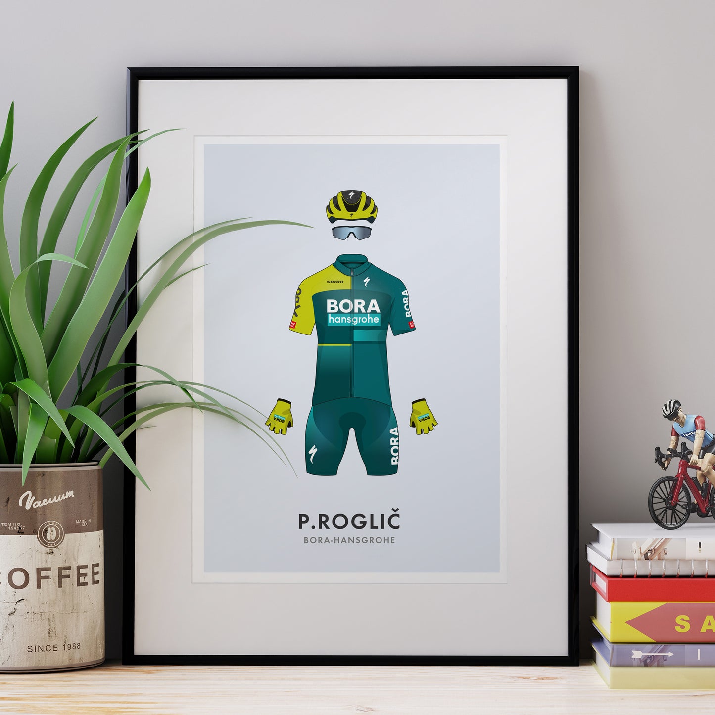 Primoz Roglic Cycling Art Print - Jersey & Bicycle Illustration