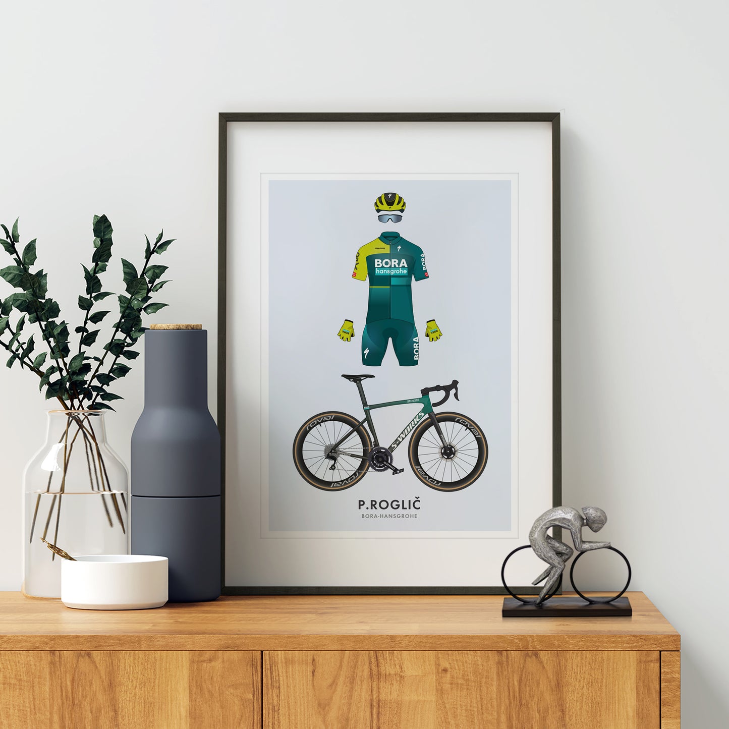 Primoz Roglic Cycling Art Print - Jersey & Bicycle Illustration