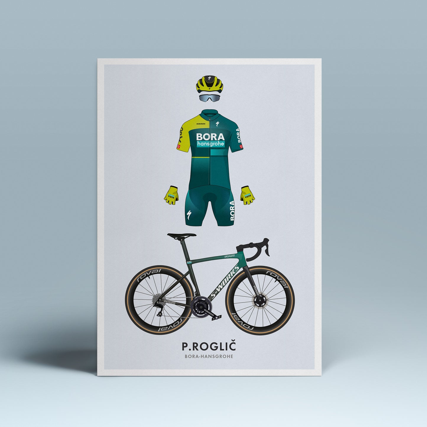 Primoz Roglic Cycling Art Print - Jersey & Bicycle Illustration