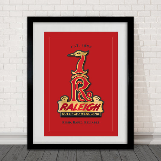 Raleigh Vintage Cycling Head Badge Retro Cycling Art Print Poster