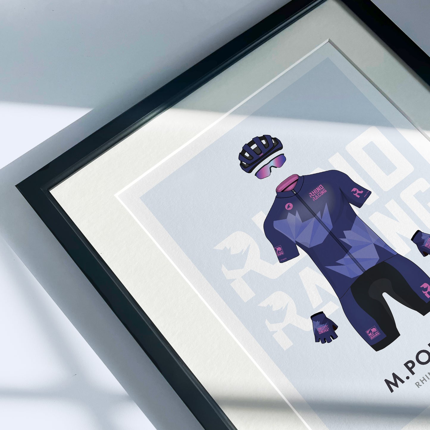 Rhino Racing Zwift Rider & Tron Bike - Personalised Cycling Art Print