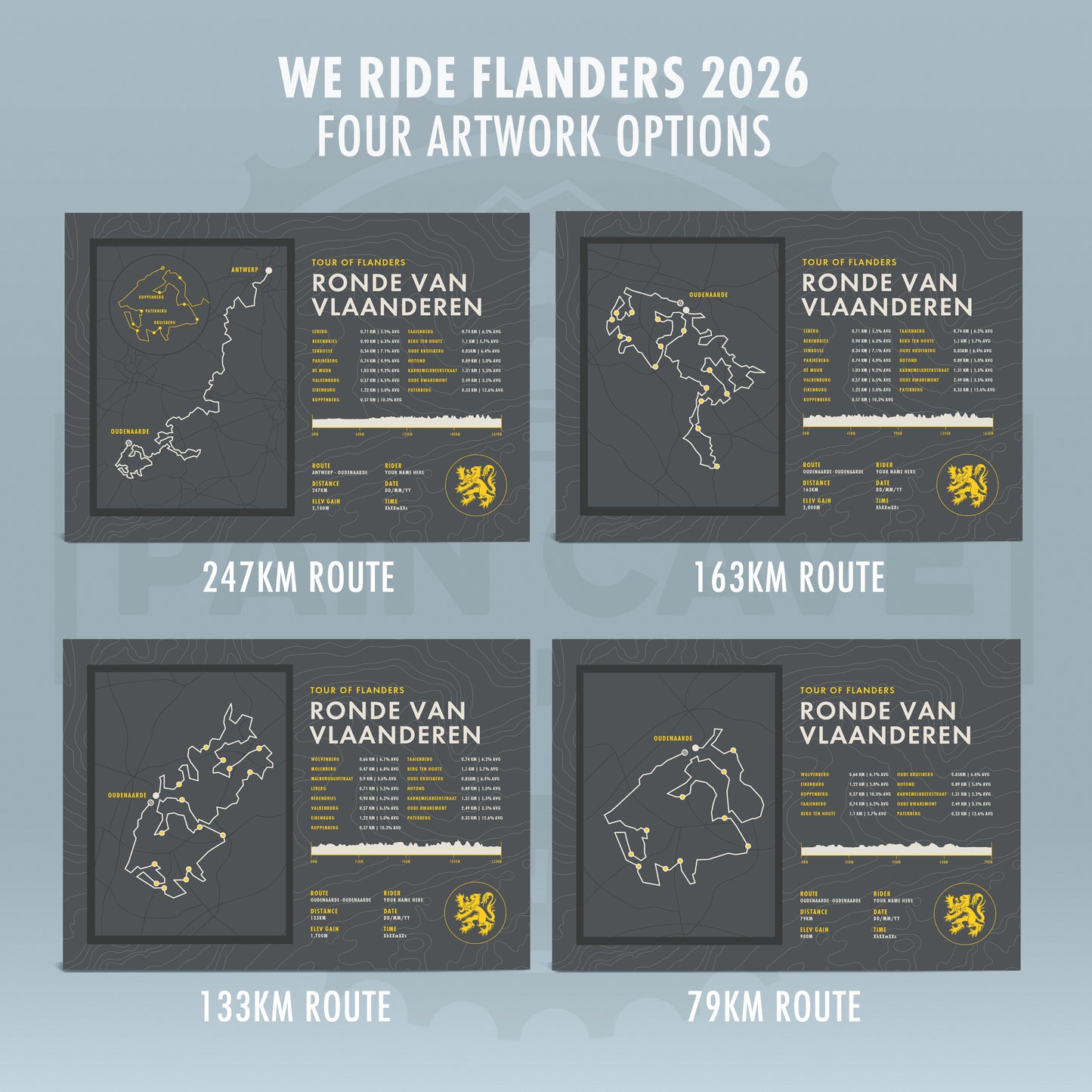 Tour of Flanders - Ronde Van Vlaanderen - Personalised Route Map