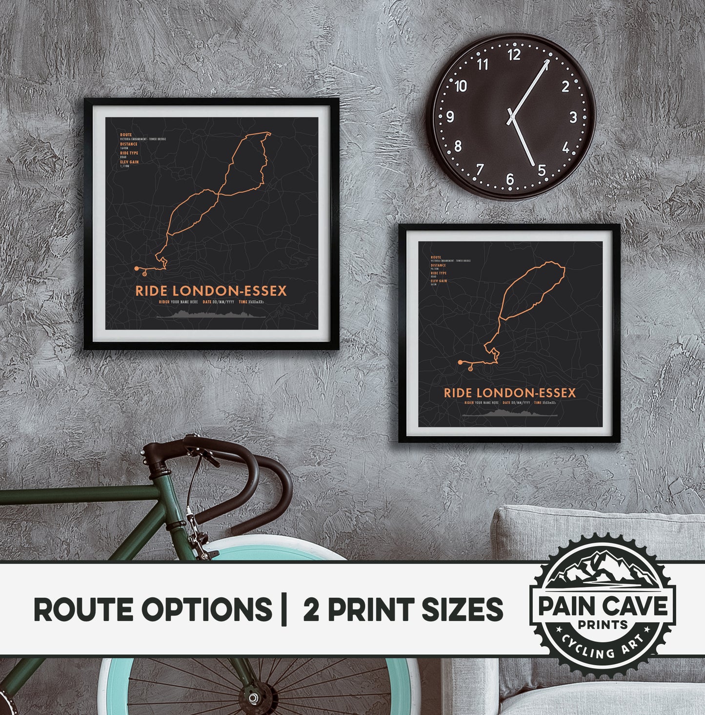 RideLondon-Essex 100 - Cycling Route Map Print - Personalise Options